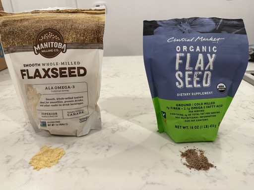 2 bags of flax seeds being compared