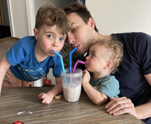 me and kids drinking smoothie